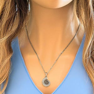 Sea Snail Shell necklace, Silver - 20 inch - - LadybugfeetDesigns -
