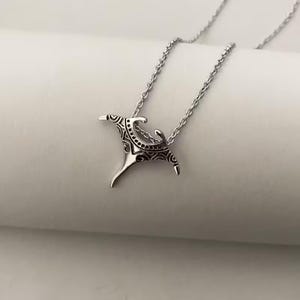 Large Manta Ray Necklace, Silver - 18 inches - - LadybugfeetDesigns -