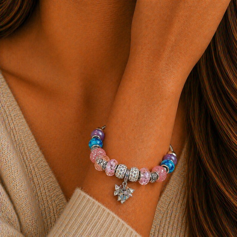 Butterfly Trio European beaded bracelet - Silver - - LadybugfeetDesigns -