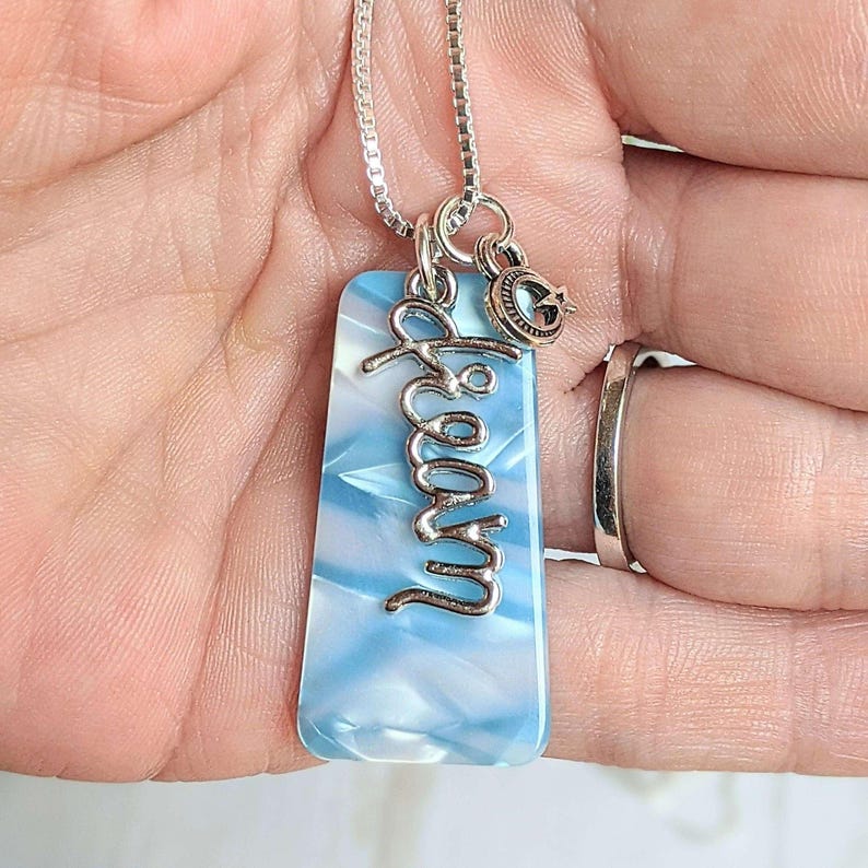 Dream Tag necklace, Sterling Silver - 30 inch - - LadybugfeetDesigns -