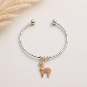 Alpaca/Llama Euro Bangle Cuff, Silver - - LadybugfeetDesigns -