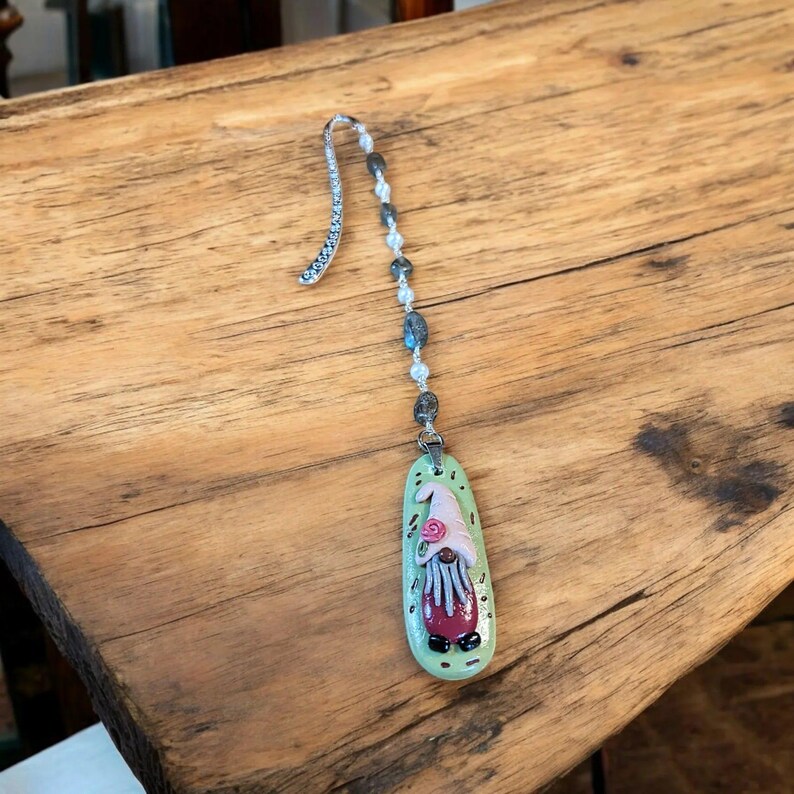 Gnome Labradorite Bead Bookmark - - LadybugfeetDesigns -