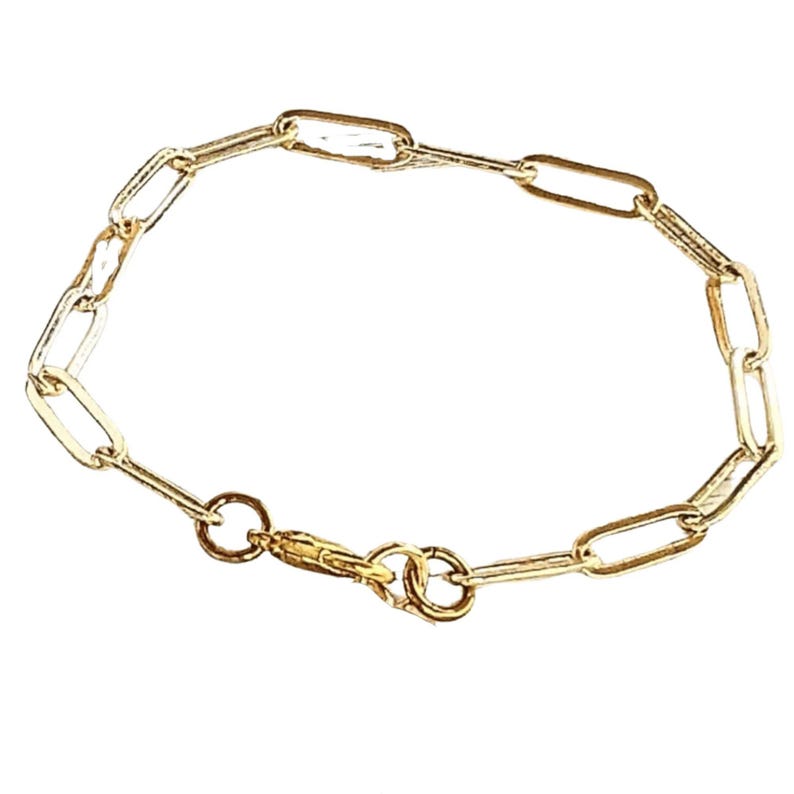 Gold Paperclip Chain Bracelet - - LadybugfeetDesigns -