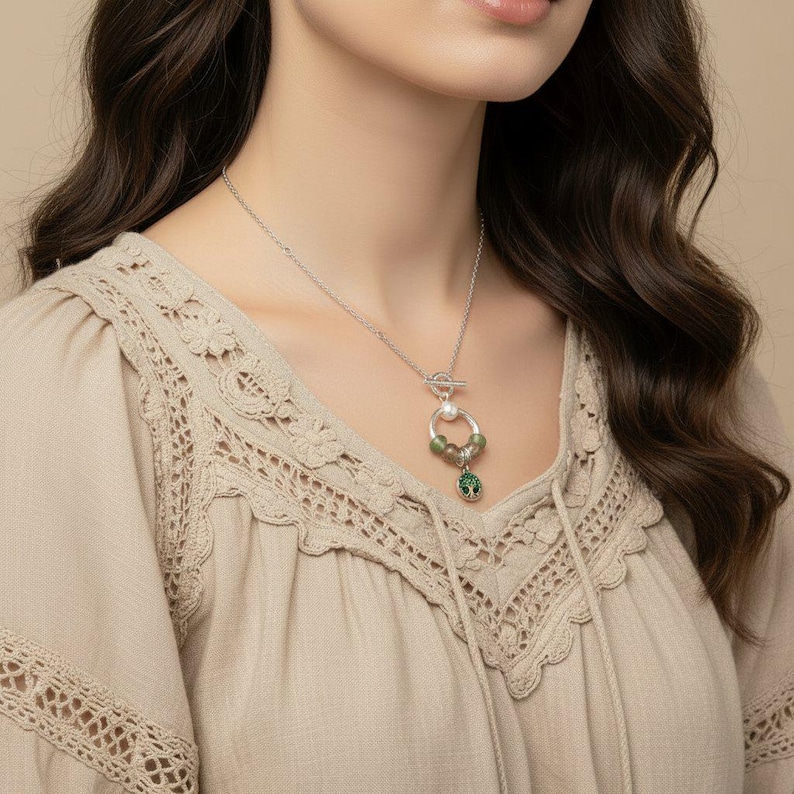 Tree of Life - Life Force Sterling Silver Toggle Charm Necklace, 20 inches - - LadybugfeetDesigns -