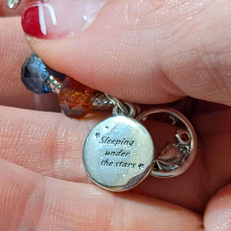 Sleeping Under the Stars Sterling Silver Toggle Charm Necklace, 20 inches - - LadybugfeetDesigns -