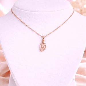Butterfly/Fairy Wing Rose Gold necklace/earrings set, 18 inch - - LadybugfeetDesigns -