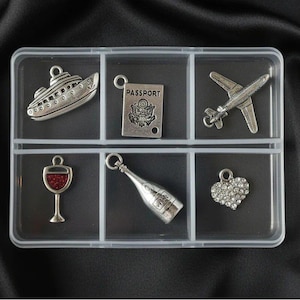 Romantic Getaway Mini Charm Box - 6 pc., Silver - - LadybugfeetDesigns -