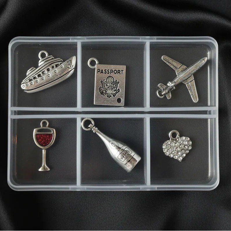 Romantic Getaway Mini Charm Box - 6 pc., Silver - - LadybugfeetDesigns -