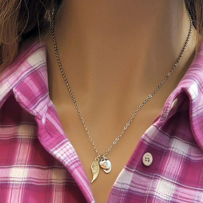 Forever in my Heart Memory necklace, Silver - 20 inch - - LadybugfeetDesigns -