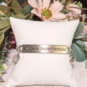 Embrace Imperfection Inspirational Quote Twisted Rope Bolo Bracelet - - LadybugfeetDesigns -