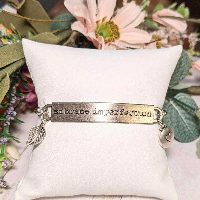 Embrace Imperfection Inspirational Quote Twisted Rope Bolo Bracelet - - LadybugfeetDesigns -