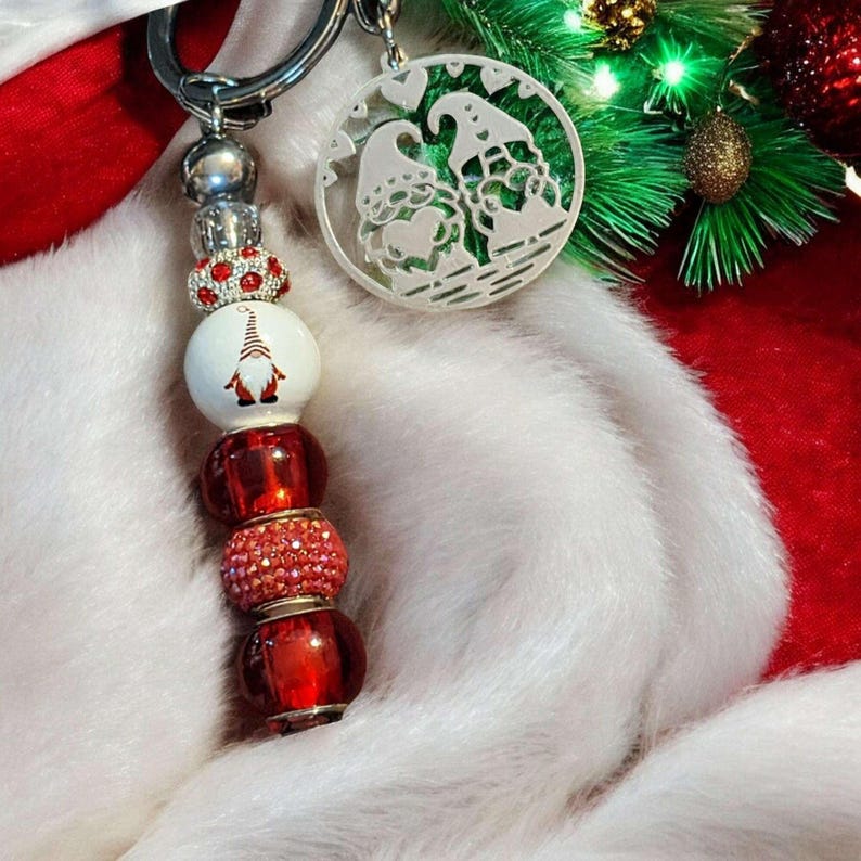 Gnome Couple Keychain/Purse Clip - - LadybugfeetDesigns -