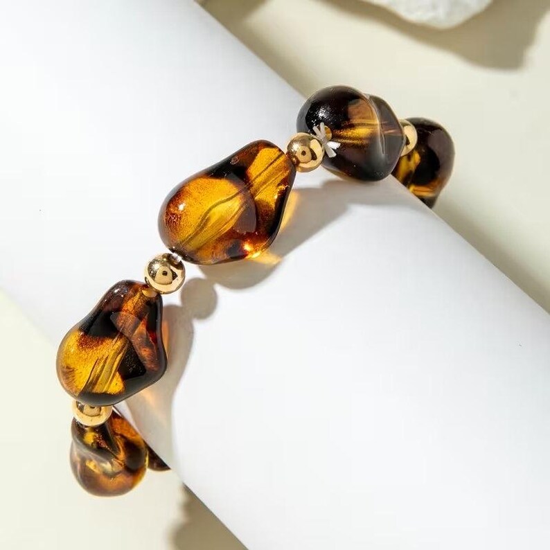 Leopard Print Chunky Bead Bracelet - - LadybugfeetDesigns -