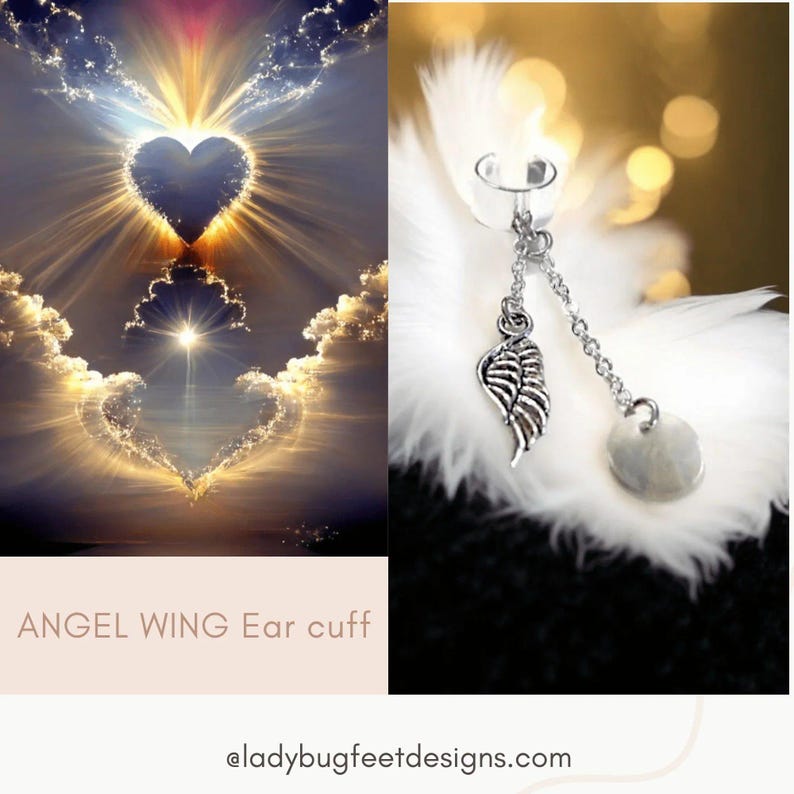 Angel Wing ear cuff, Silver - - LadybugfeetDesigns -