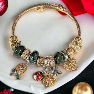 Garden Party Euro Cuff Wrap Bracelet, Gold - - LadybugfeetDesigns -