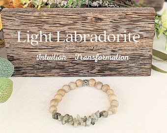 Natural Light Labradorite Gemstone Chip Diffuser Bracelet- Transformation Bracelet