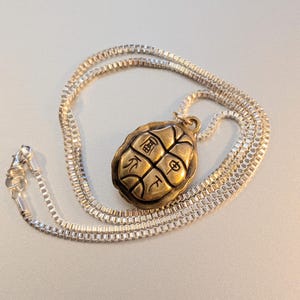 Two Tone Turtle Shell Necklace, Sterling Silver- 24 inches - - LadybugfeetDesigns -