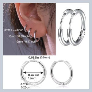 Yin Yang Huggie Hoop earrings, Silver - 12mm - - LadybugfeetDesigns -
