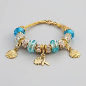Whale Tail European beaded bracelet - Gold - - LadybugfeetDesigns -
