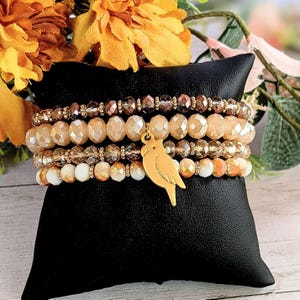 Parrot Champagne Stretch Bracelet Stack - - LadybugfeetDesigns -