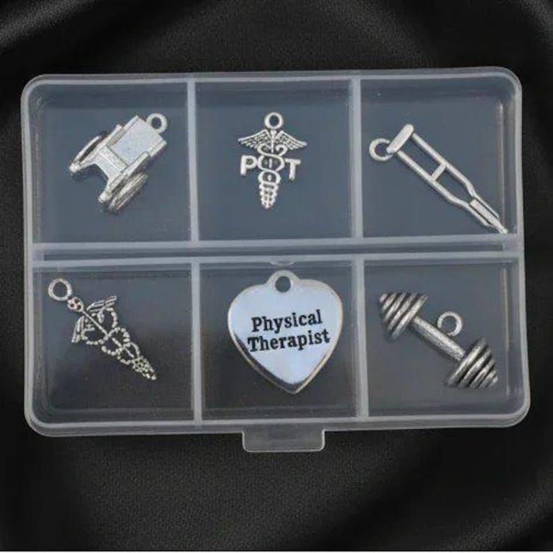 Physical Therapist Mini Charm Box - 6 pc., Silver - - LadybugfeetDesigns -