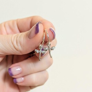 Tiny Dragonfly Mini Hoop Huggie Earrings, Silver- 12mm - - LadybugfeetDesigns -