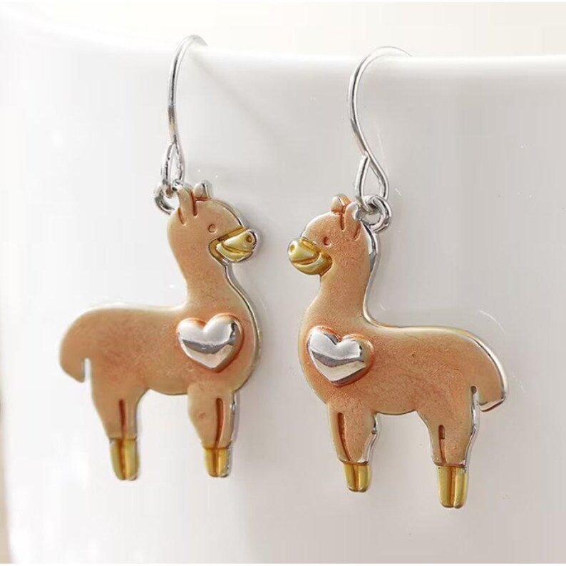 Rustic Alpaca/Llama Hook Earrings - - LadybugfeetDesigns -