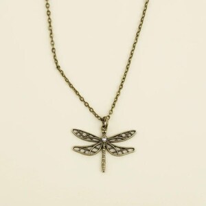 Dragonfly Boho Necklace, Antique Bronze - 18 inches - - LadybugfeetDesigns -