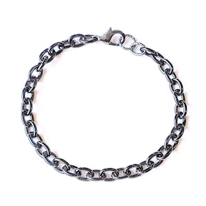Black Stainless Steel Oval Link Charm Bracelet Base - D.i.y. - Build Your Charm Bracelet! - - LadybugfeetDesigns -