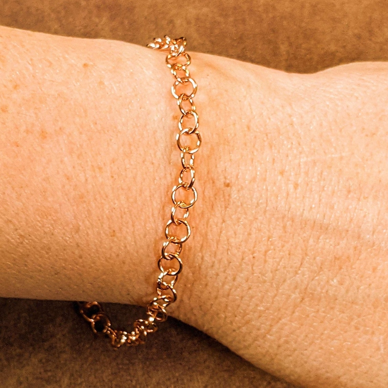Rose Gold Small Rolo Charm Bracelet Base - D.i.y. - Build Your Charm Bracelet! - - LadybugfeetDesigns -