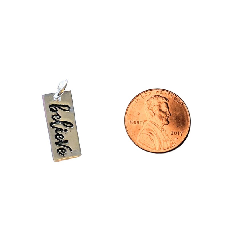 Silver Believe Tag Charm IV - - LadybugfeetDesigns -