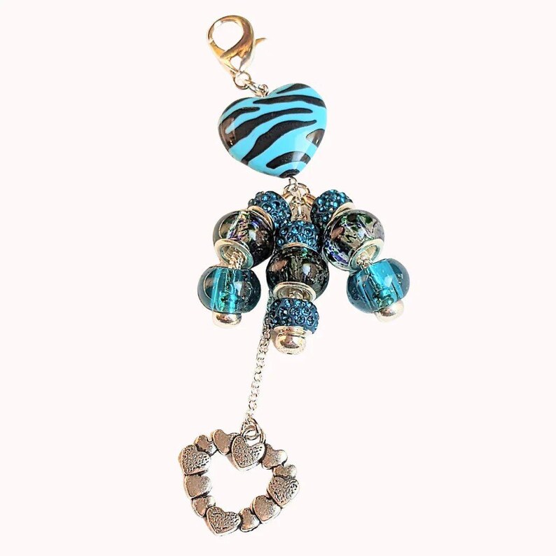 Zebra Stripe Heart Purse Charm/Junk Journal Charm - - LadybugfeetDesigns -