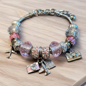 Travel/Vacation European beaded bracelet - Silver - - LadybugfeetDesigns -