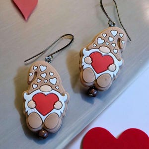 Gnome Valentine's Day Earrings - - LadybugfeetDesigns -