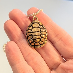 Two Tone Turtle Shell Necklace, Sterling Silver- 24 inches - - LadybugfeetDesigns -