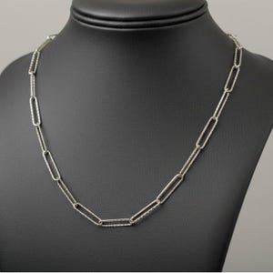 Diamond Cut Paperclip Chain necklace, Silver - 18- 24 inch - - LadybugfeetDesigns -