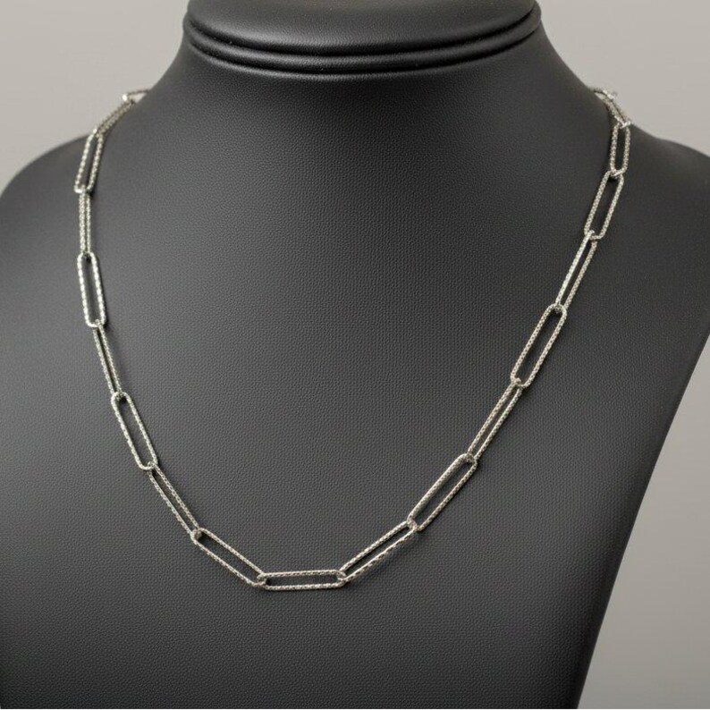 Diamond Cut Paperclip Chain necklace, Silver - 18- 24 inch - - LadybugfeetDesigns -