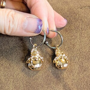 Two-Tone Gnome Hoop Earrings, Silver - 16mm - - LadybugfeetDesigns -