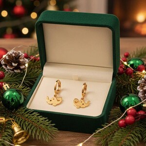 Dinosaur Huggie Hoop earrings, Gold - 15mm - - LadybugfeetDesigns -