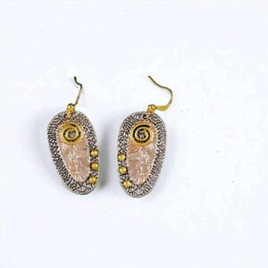 Swirl Rivot Art Deco Dangle Earrings - - LadybugfeetDesigns -