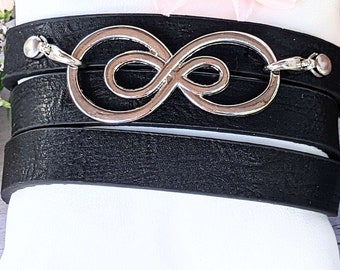 Double Infinity Symbol Faux Leather Wrap Bracelet