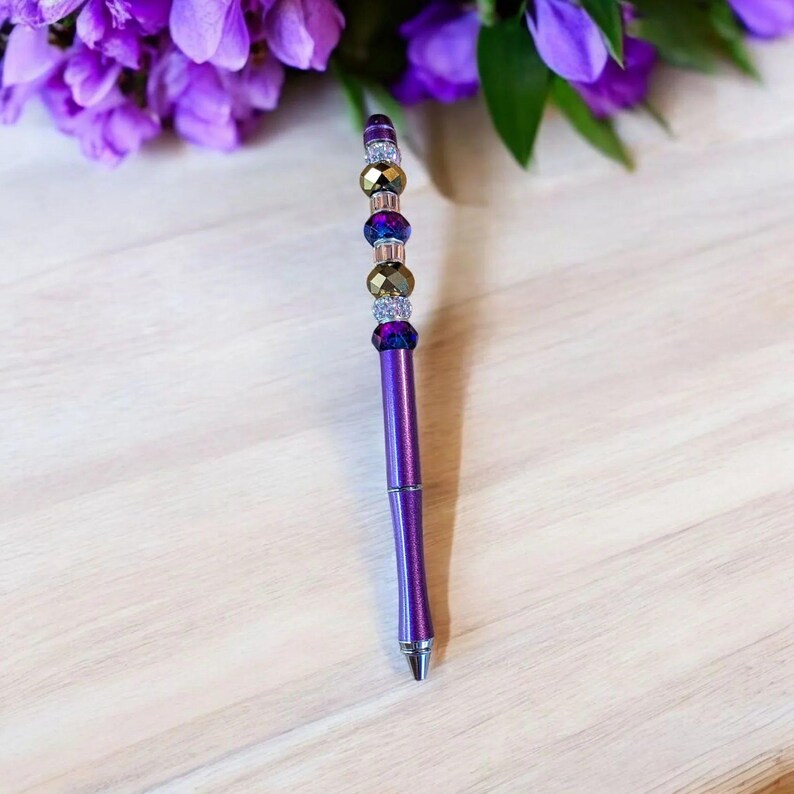Purple/Gold Crystal Gift Pen - - LadybugfeetDesigns -