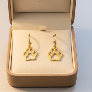 Dog Paw Hoop earrings, Gold - 16mm - - LadybugfeetDesigns -