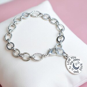 Love You to the Moon Chain Bracelet - - LadybugfeetDesigns -