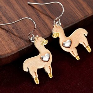 Rustic Alpaca/Llama Hook Earrings - - LadybugfeetDesigns -