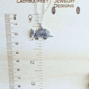 Armadillo Pendant charm necklace, Sterling Silver - 22 inch - - LadybugfeetDesigns -