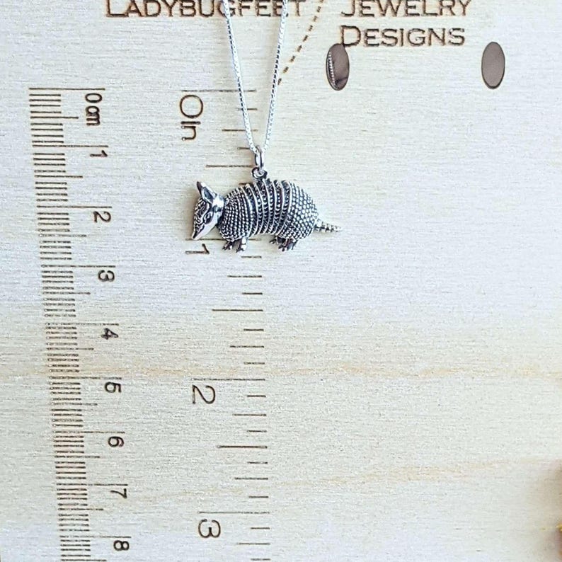 Armadillo Pendant charm necklace, Sterling Silver - 22 inch - - LadybugfeetDesigns -