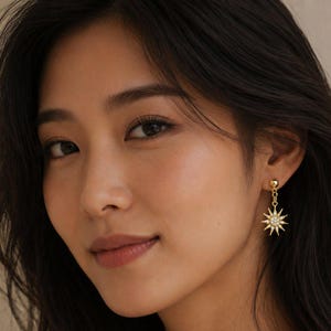 Fiery Sun Charm Drop Stud Earrings-Gold - - LadybugfeetDesigns -