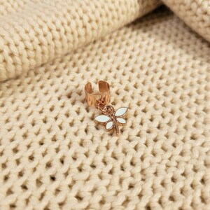 Dragonfly Ear Cuff, Rose-Gold - - LadybugfeetDesigns -