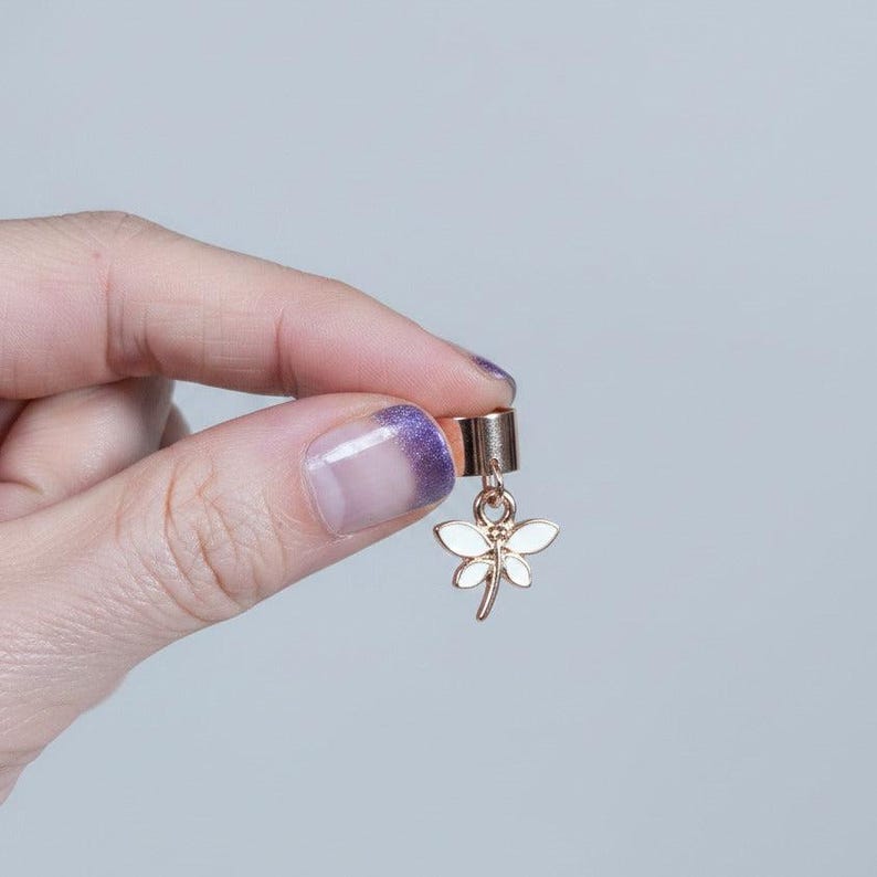 Dragonfly Ear Cuff, Rose-Gold - - LadybugfeetDesigns -
